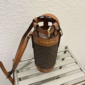 Michael Kors Brown Monogram Crossbody Bottle Holder Bag